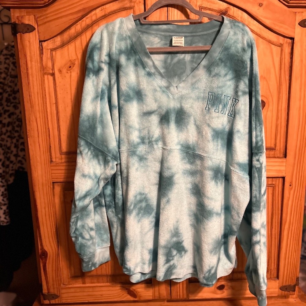Pink by Victoria Secret Aqua Tye Dye Sweatshirt
